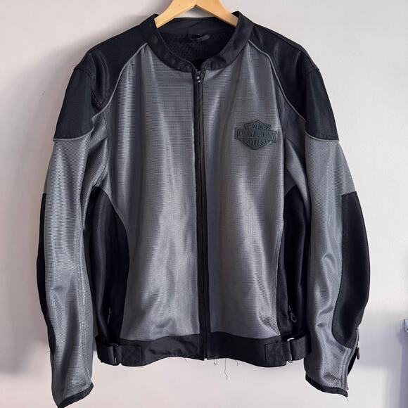 Harley-Davidson Men's Motorcycle Jacket Gray Black Mesh Riding Full Zip Large - Picture 10 of 10